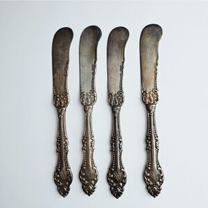 Antique Signed C.B.B. Silver Ornate Monogrammed "P" Set of Four Butter Knives